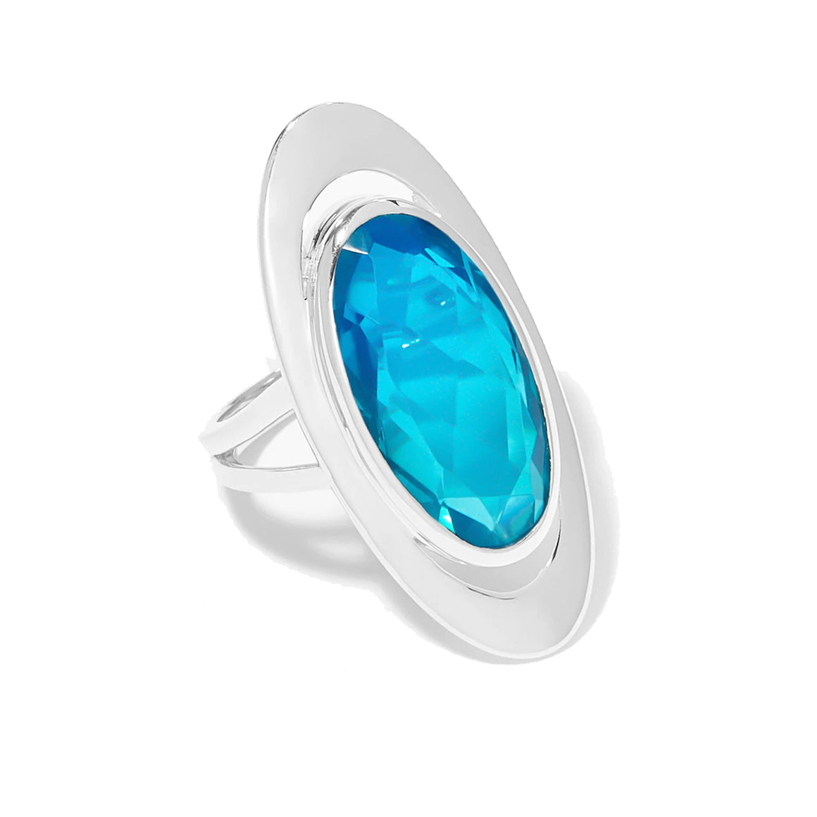 Bi Colour Blue Quartz Bold Ring