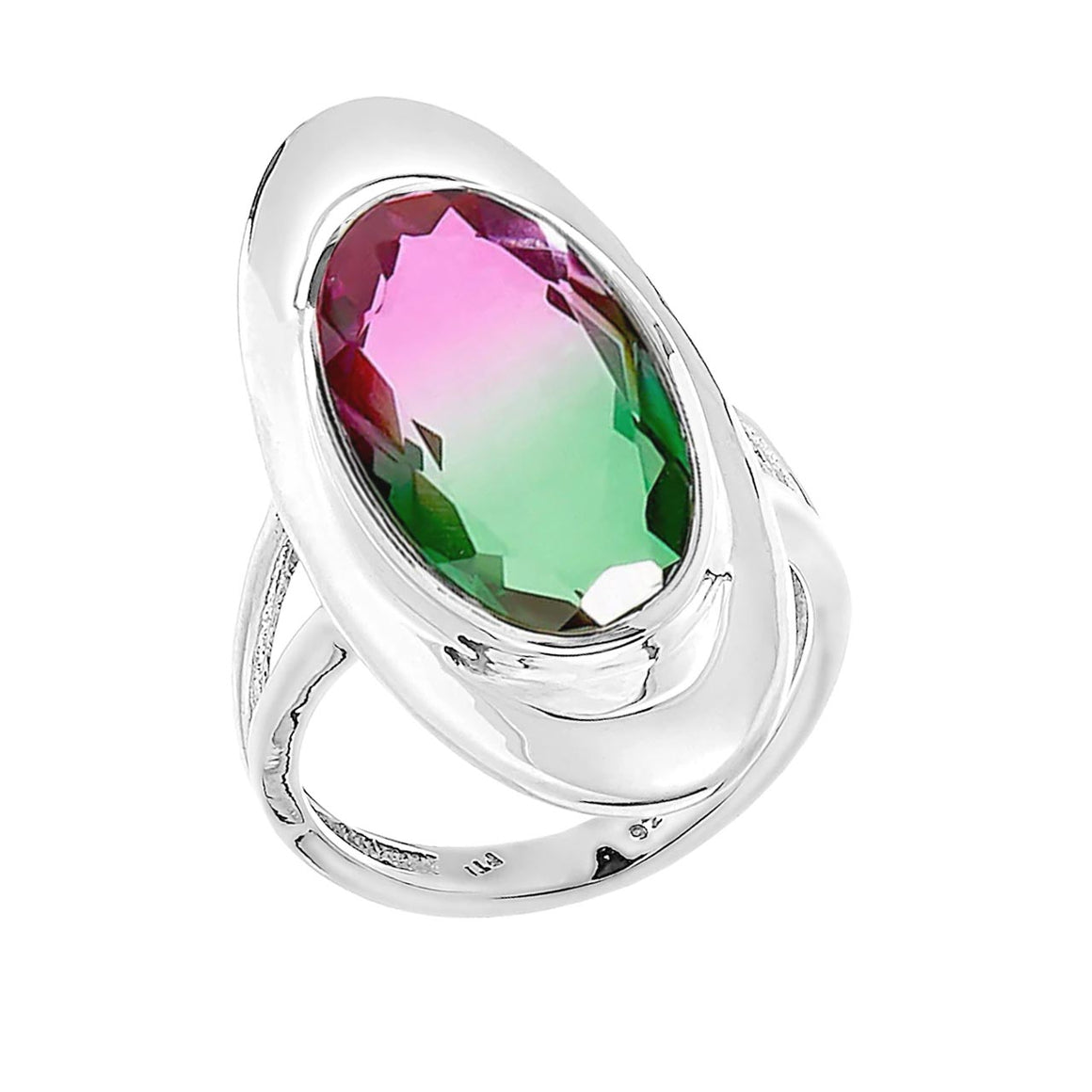 Bi Colour Watermelon Quartz Bold Ring