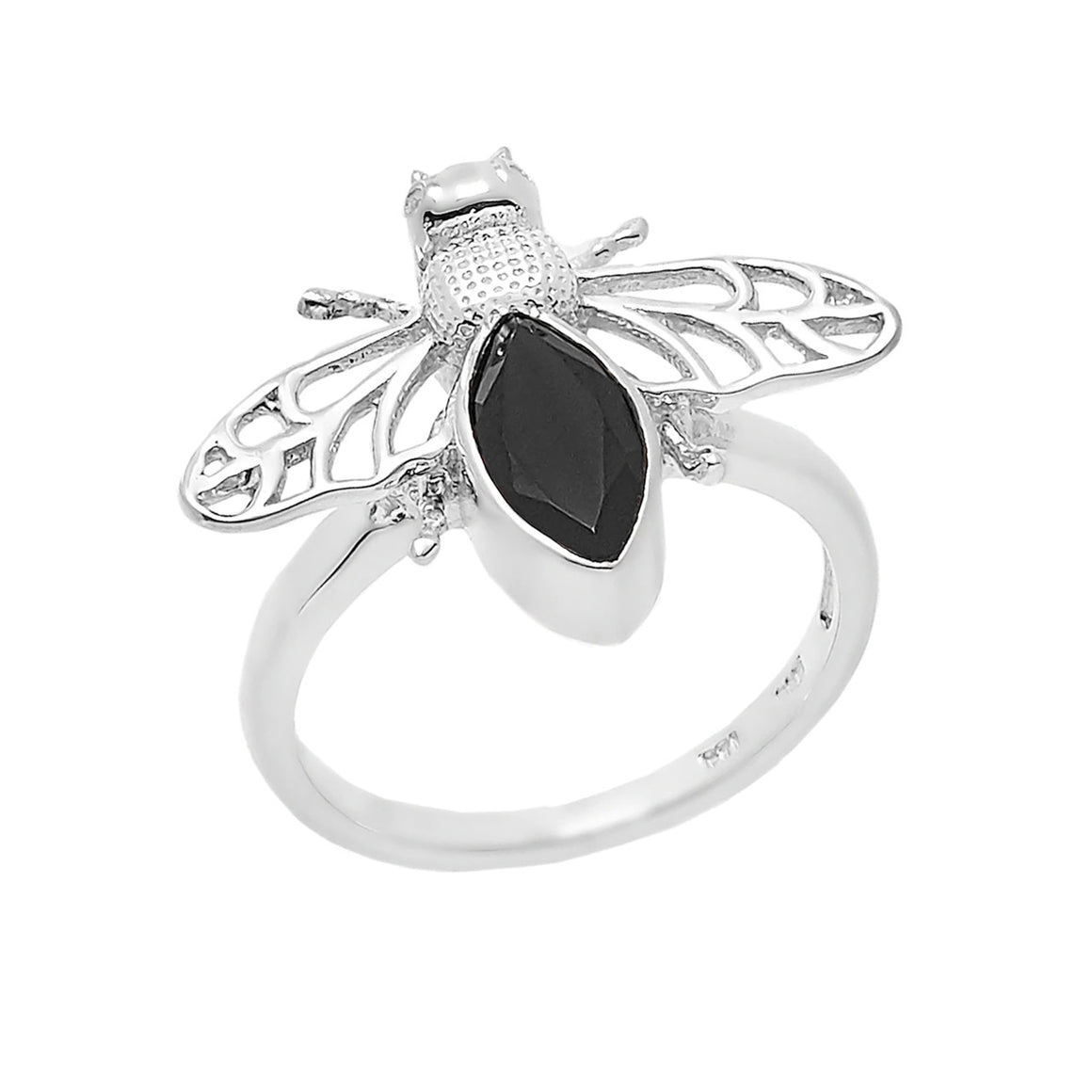 Black Spinel Bumble Bee Ring