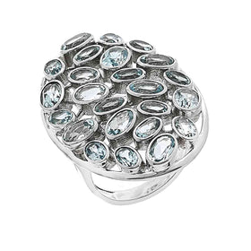 Blue Topaz Multi Gemstone Statement Ring
