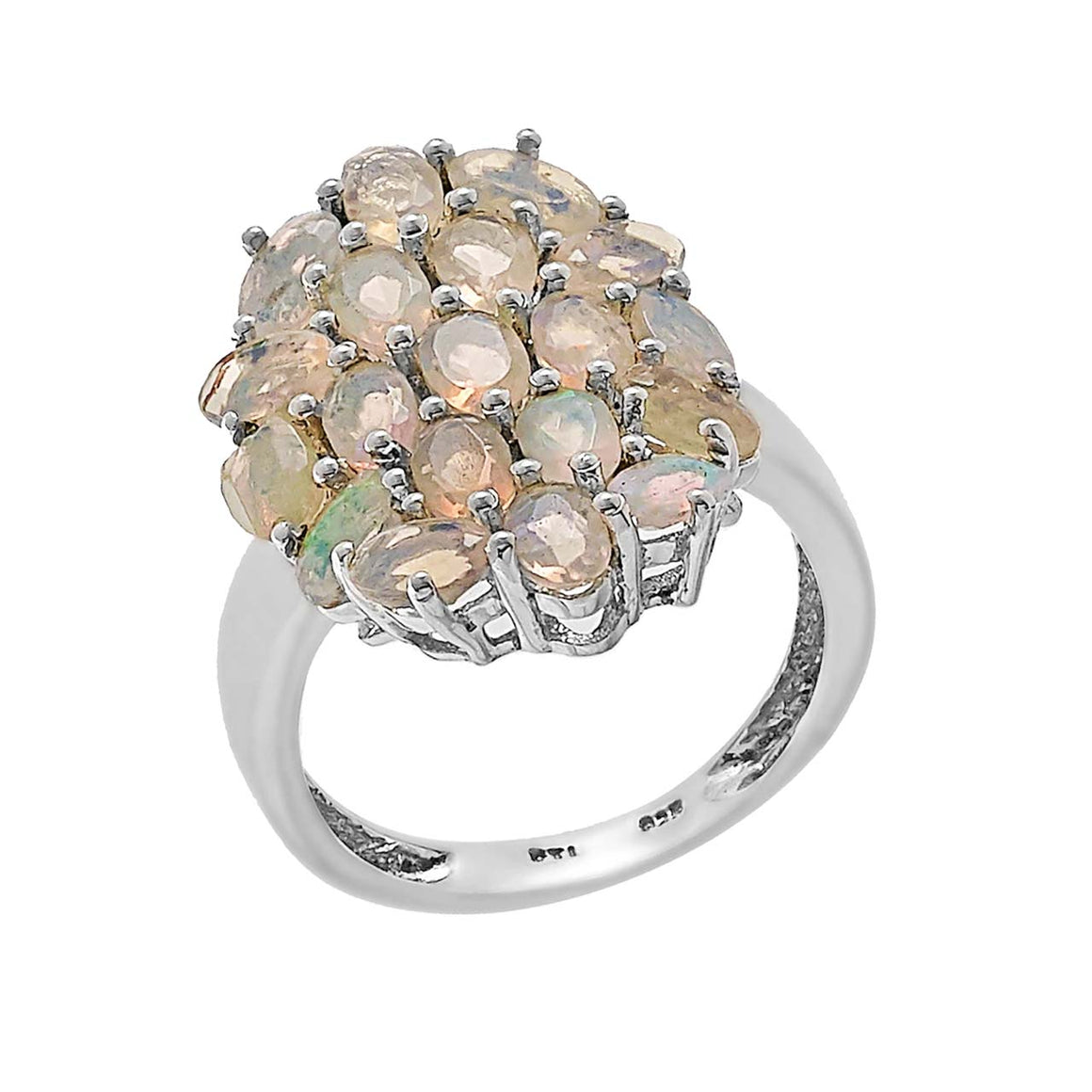 Ethiopian Opal Cluster Ring