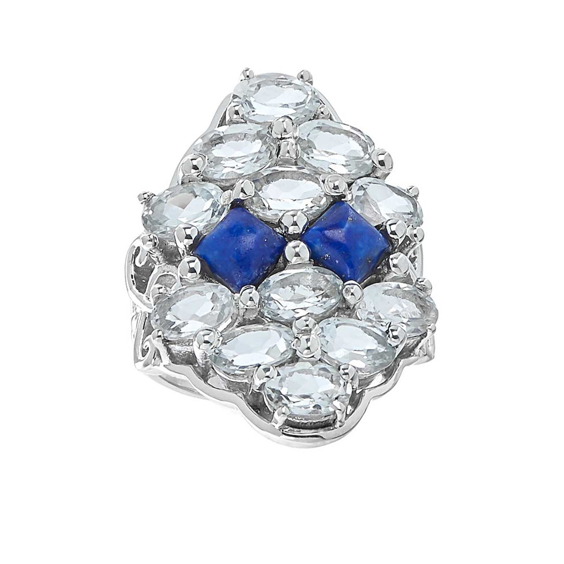 White Topaz and Lapis Gemstone Ring