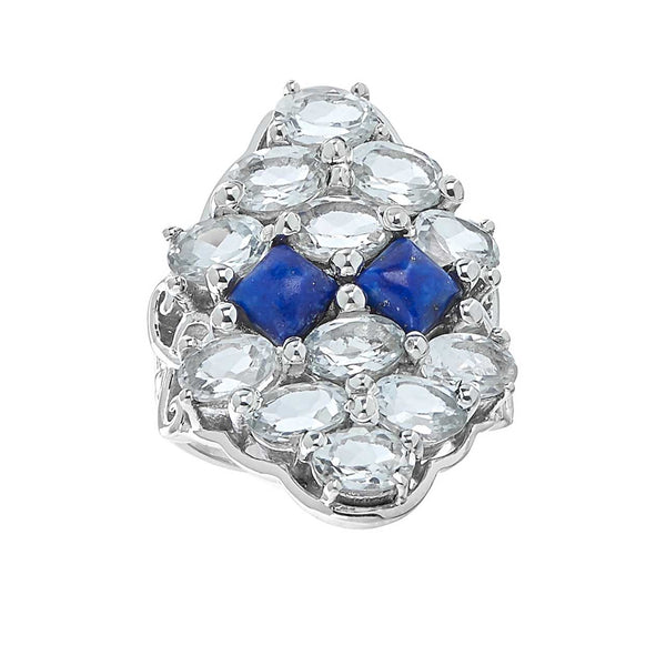 White Topaz and Lapis Gemstone Ring
