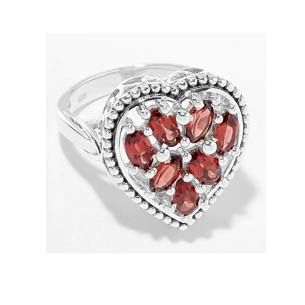 Garnet Heart Ring