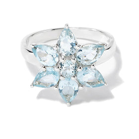 Blue Topaz Flower Ring
