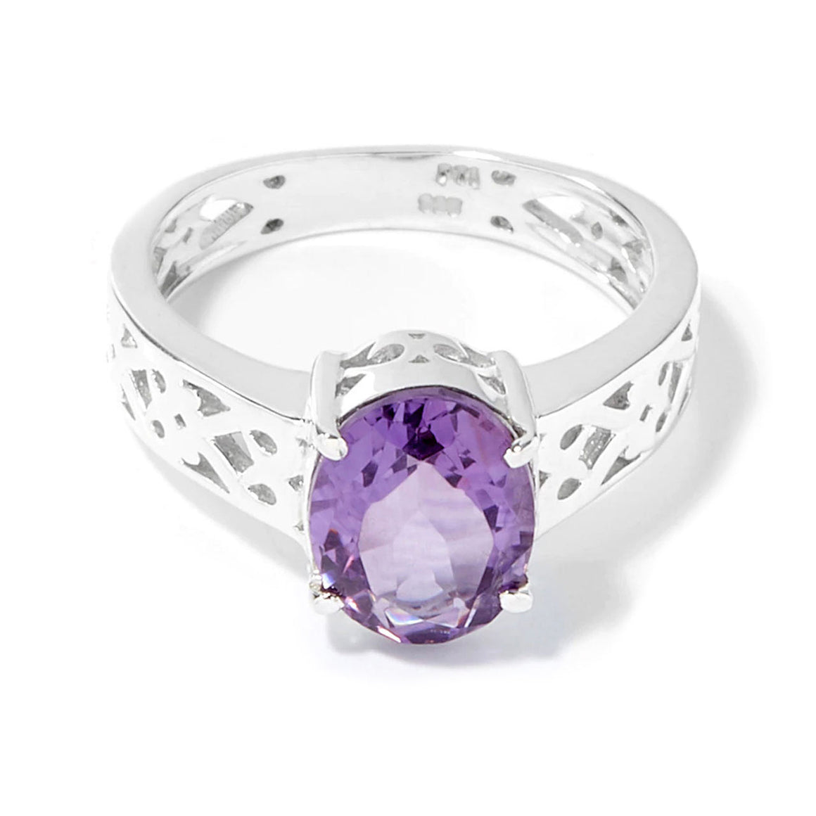 Faceted Oval Amethyst Scrollwork Ring