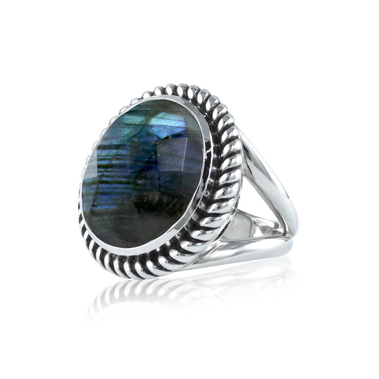 Faceted sales labradorite ring