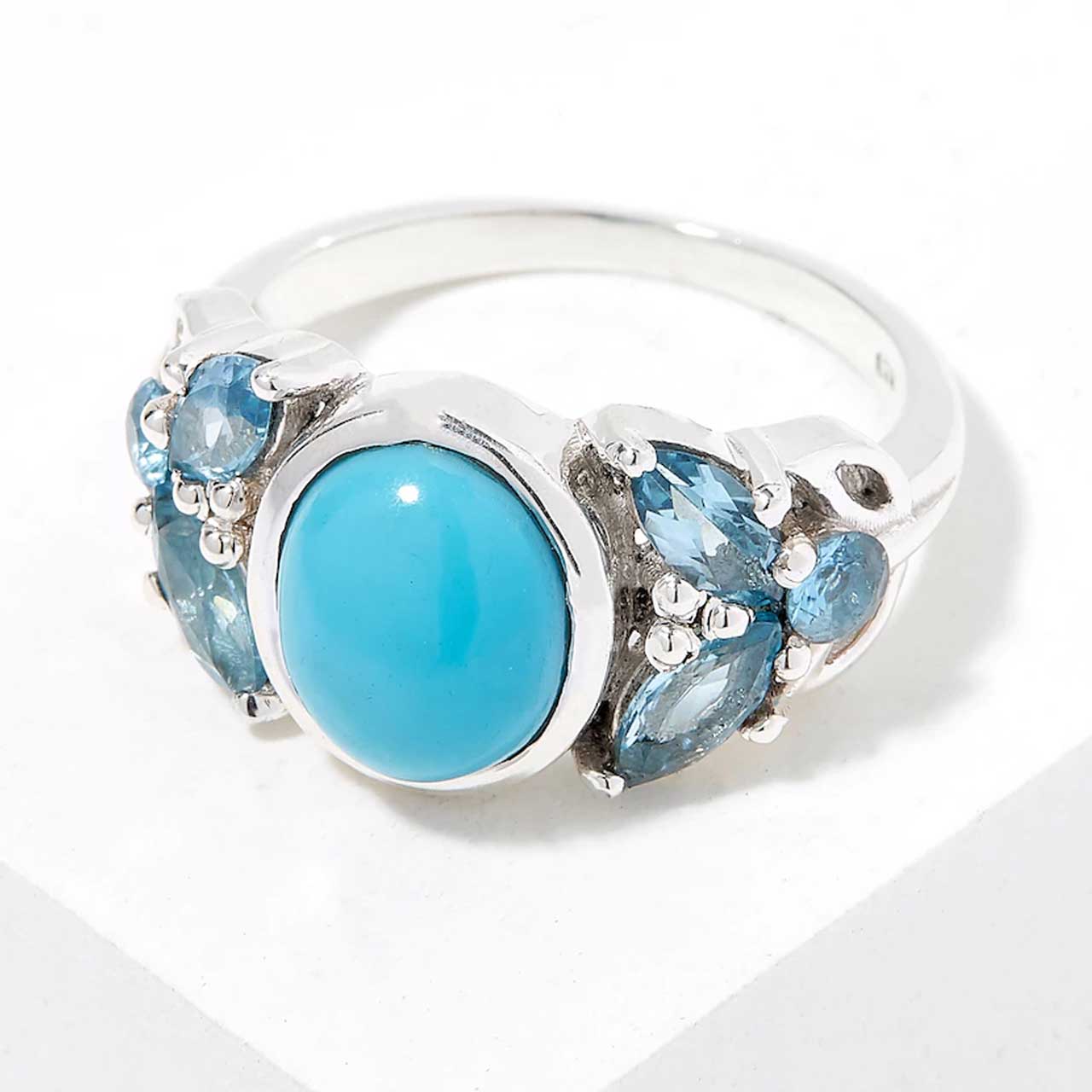 Sleeping Beauty Turquoise & Blue Topaz Ring - Himalayan Gems