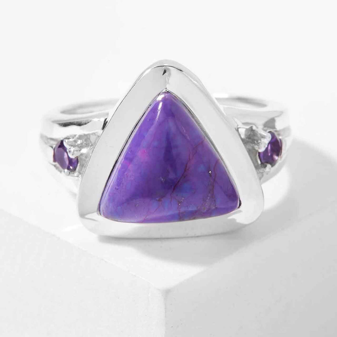 Purple Mohave Turquoise Trilliant & Amethyst Ring