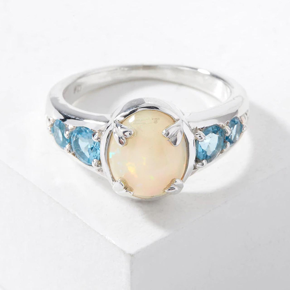 Opal & Swiss Blue Topaz Ring