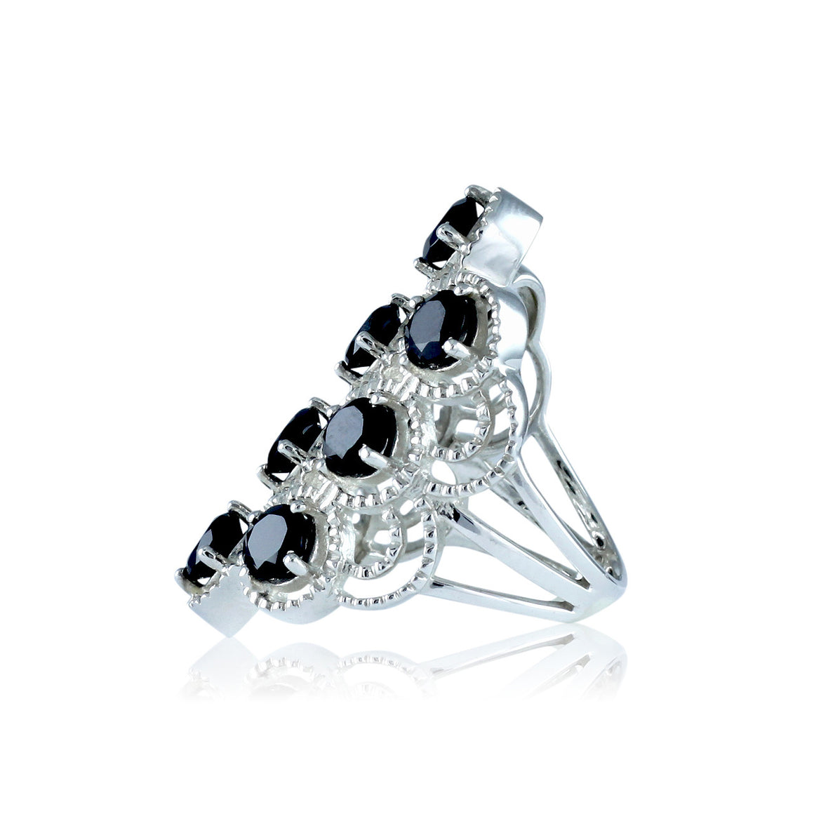 Black Spinel Multi Stone Ring