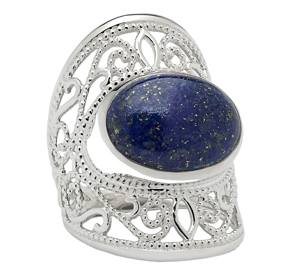 Lapis Scrollwork Oval Ring