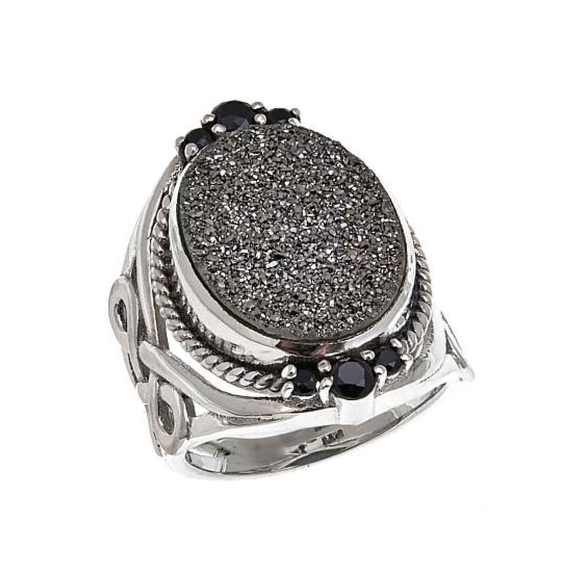 Black Drusy and Black Spinel Ring