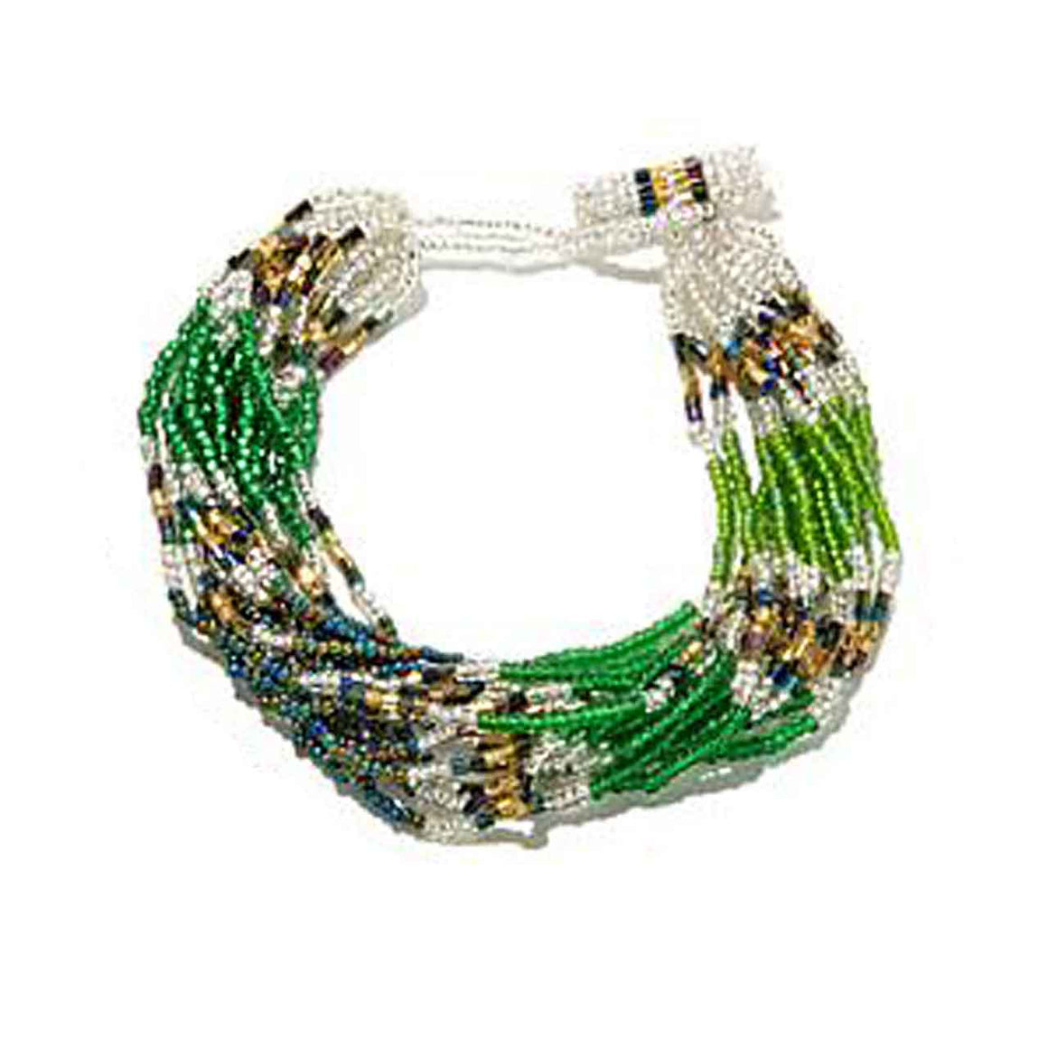 Shades of Green 15 Strand Potay Bracelet