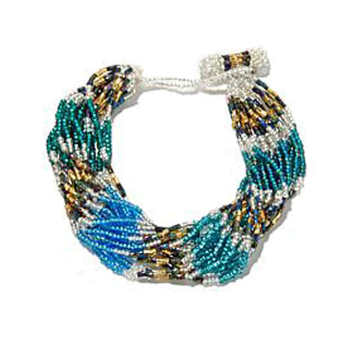 Shades of Teal 15 Strand Potay Bracelet