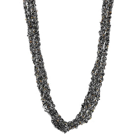 5 Strand Hand Beaded Crocheted Potay Necklace- Silk & Czech Glass Beads