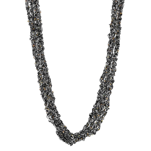 5 Strand Hand Beaded Crocheted Potay Necklace- Silk & Czech Glass Beads