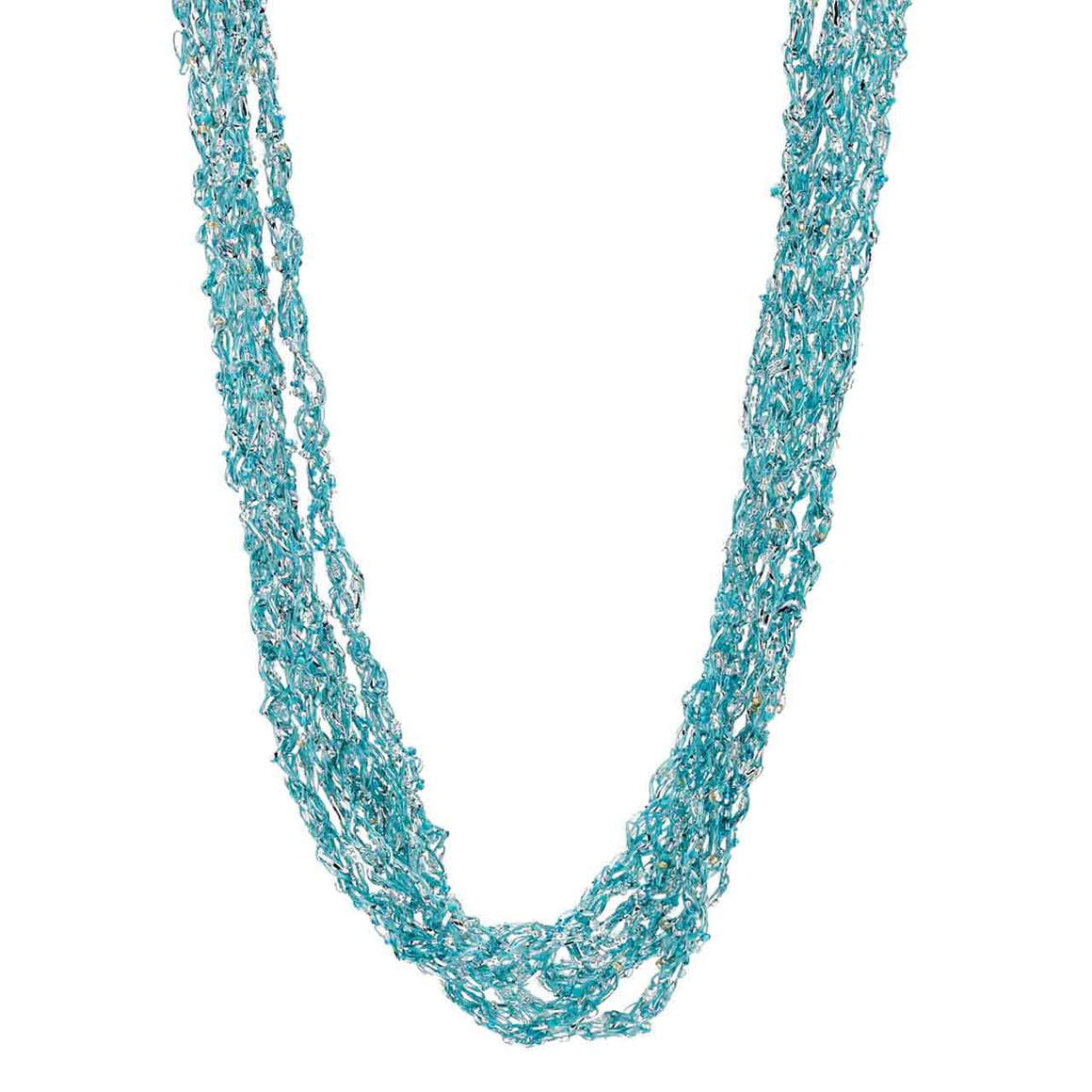 5 Strand Hand Beaded Crocheted Potay Necklace- Silk & Czech Glass Beads