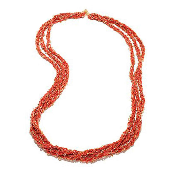 Raw Silk Crochet 45" 3-Strand Necklace