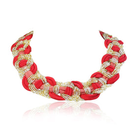 Fabric and Beaded Potay Necklace