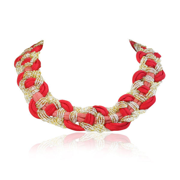 Fabric and Beaded Potay Necklace