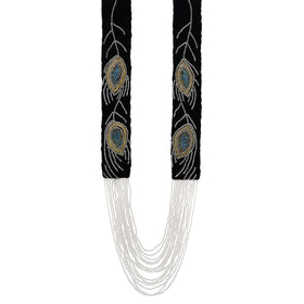 Black Double Peacock Waterfall Necklace