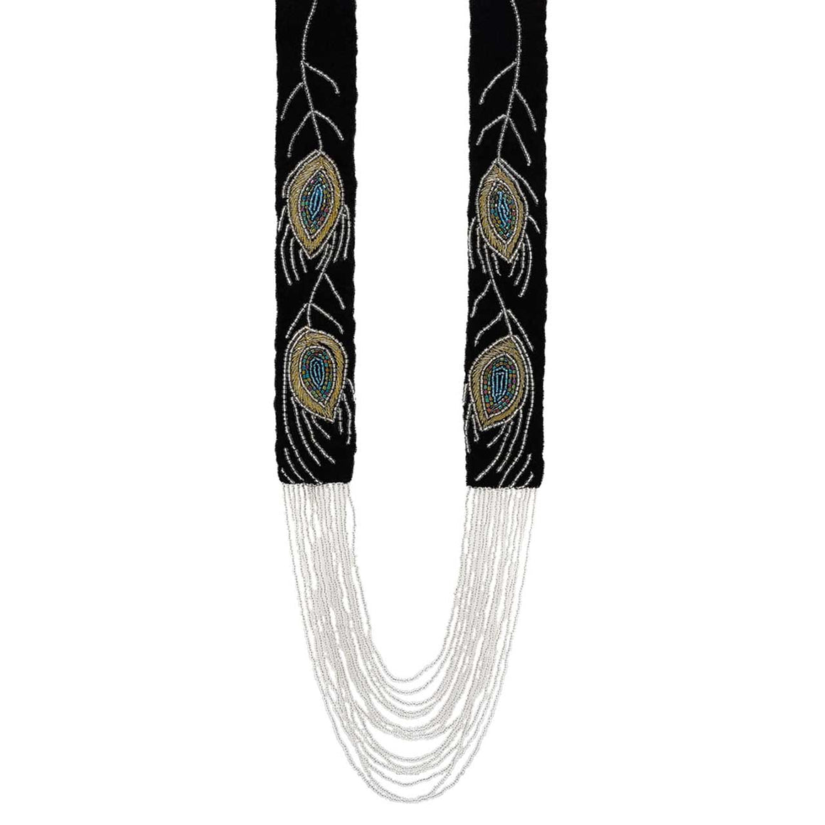 Black Double Peacock Waterfall Necklace