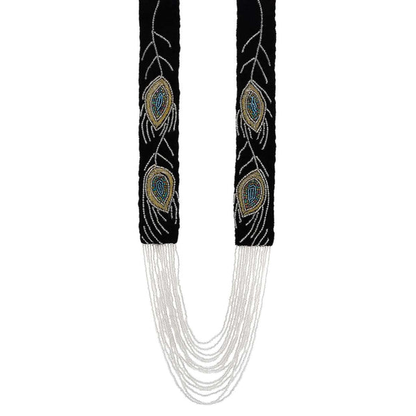 Black Double Peacock Waterfall Necklace