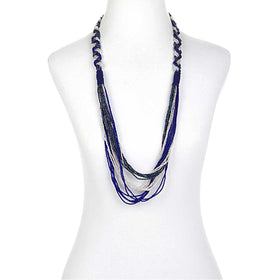 Blue Potay Braided Waterfall Necklace