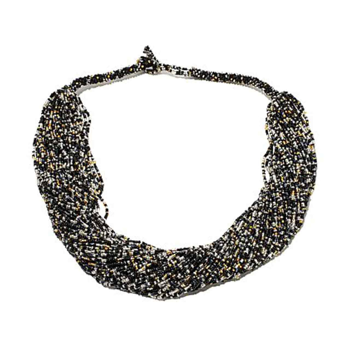 Multi Strand Black Tone Potay Necklace