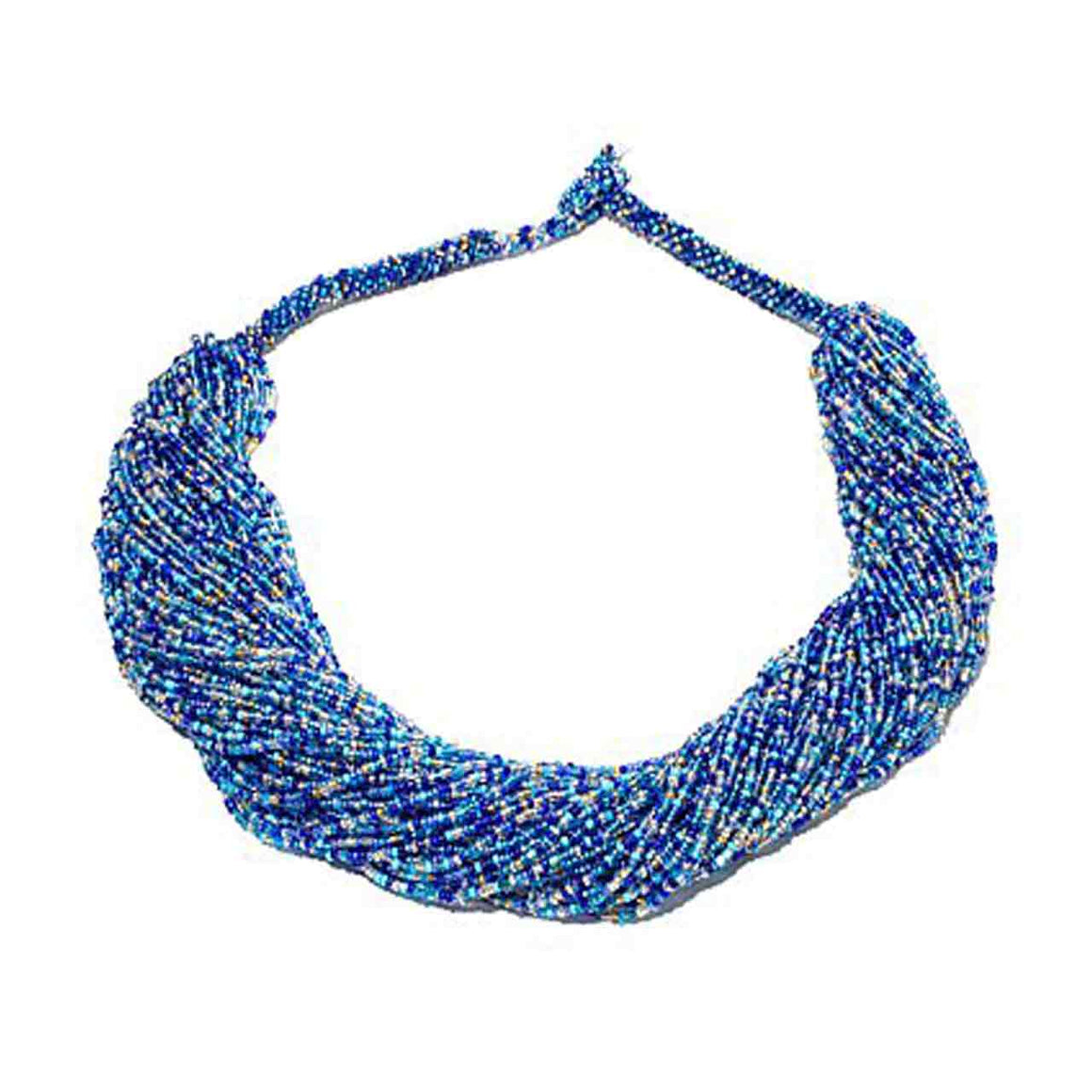 Multi Strand Blue Hand Beaded Necklace