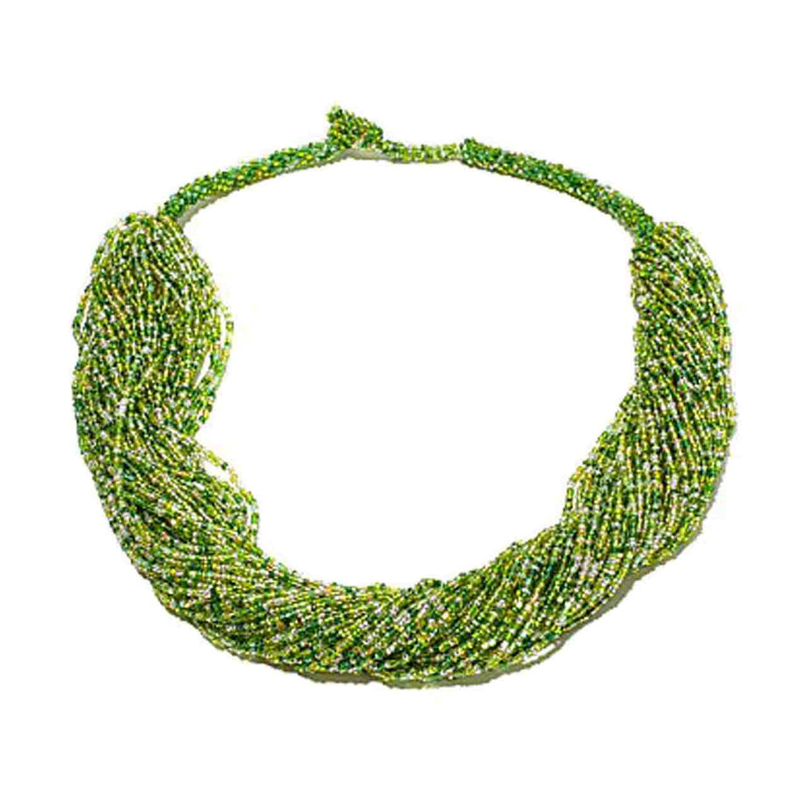 Multi Strand Green Hand Beaded Necklace