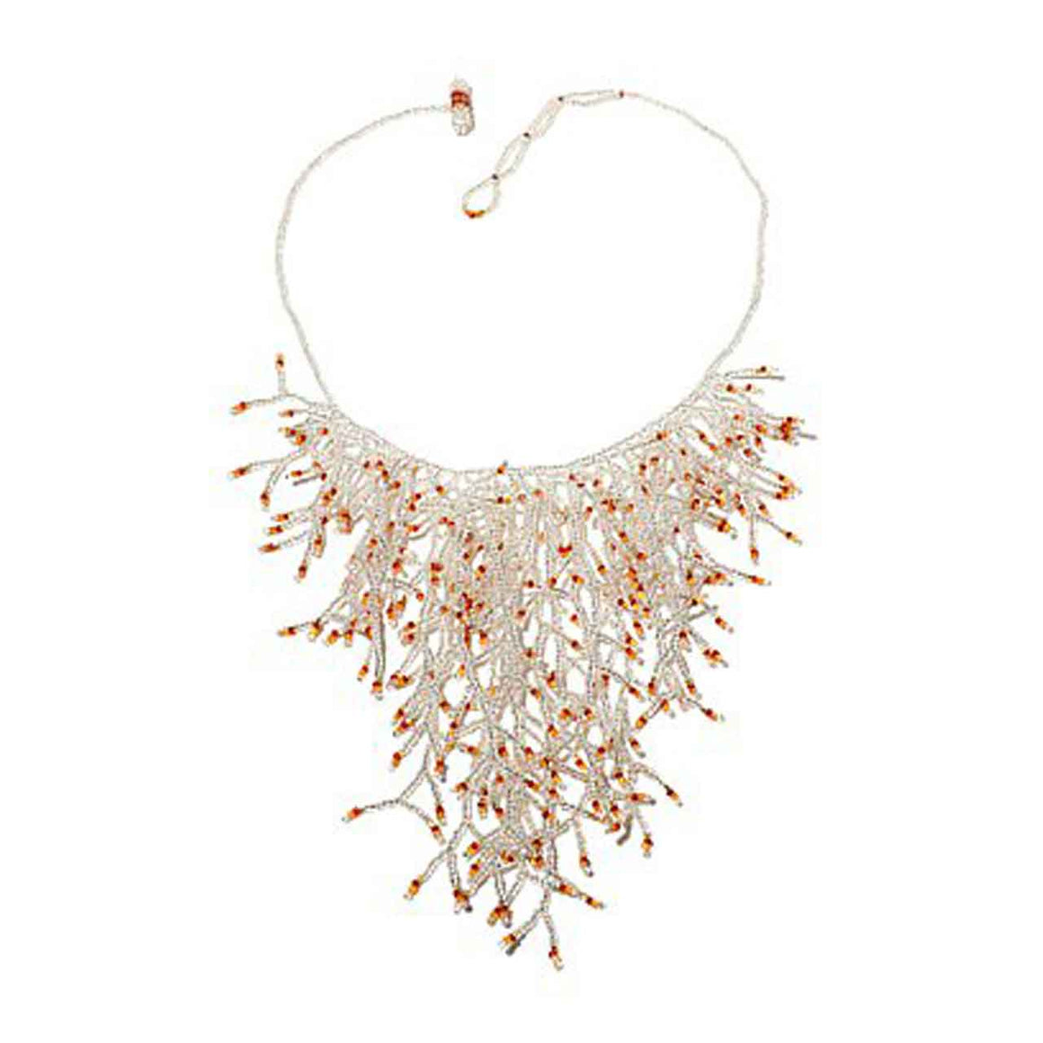 Coral Colour Branch Potay Necklace