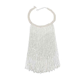 Silver Colour Potay Fringe Necklace