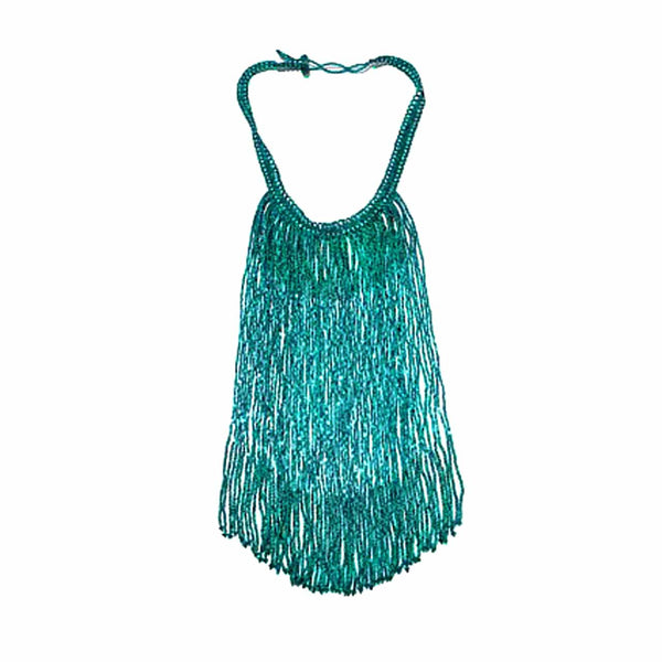 Teal Colour Potay Fringe Necklace