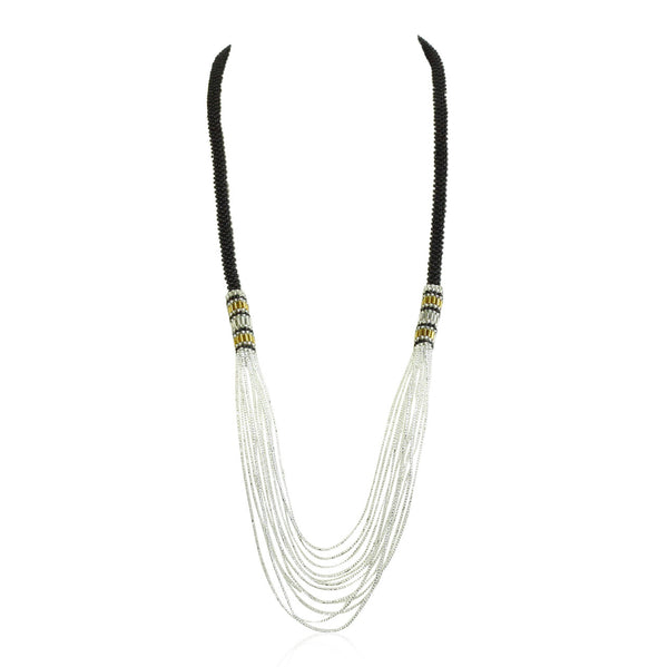 Black Crocheted Waterfall Necklace