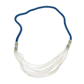 Blue Topaz Colour Crocheted Waterfall Necklace