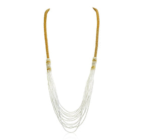 Gold Colour Beaded Crocheted Waterfall Necklace