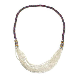 Peacock Purple Crocheted Waterfall Necklace