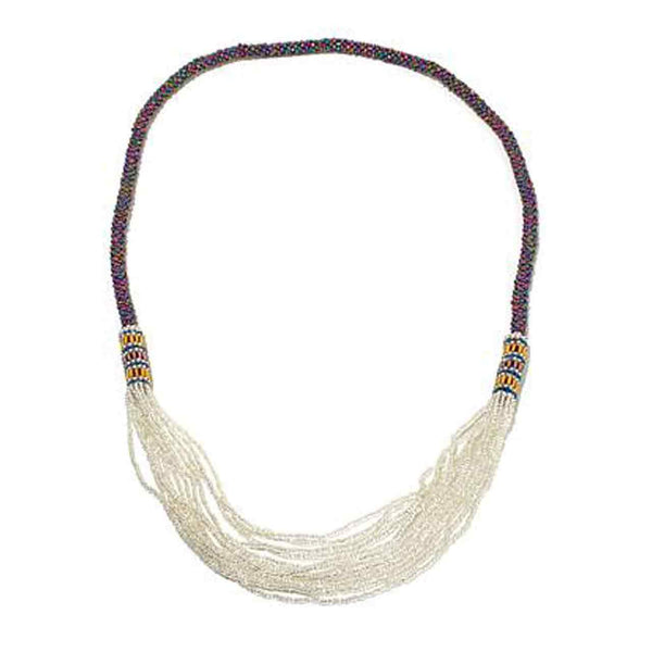 Peacock Purple Crocheted Waterfall Necklace