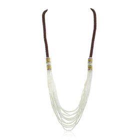 Purple Beaded Crocheted Waterfall Necklace