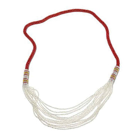 Red Crocheted Waterfall Necklace