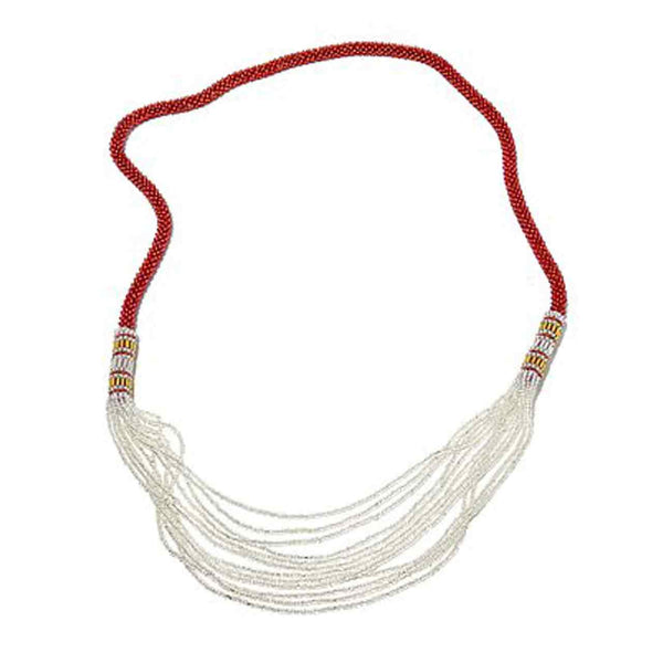 Red Crocheted Waterfall Necklace