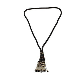Black Potay Beaded Y-Necklace with Tassell