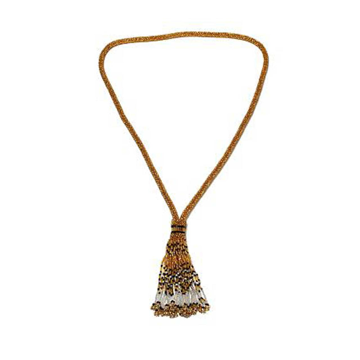 Gold Colour Potay Beaded Y-Necklace with Tassell