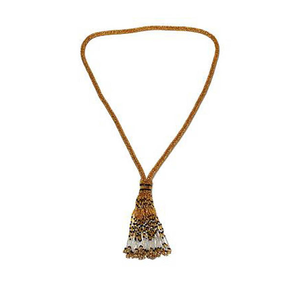 Gold Colour Potay Beaded Y-Necklace with Tassell