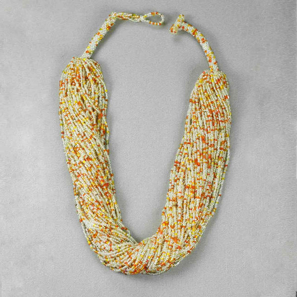 Multi Strand Orange Tone Potay Necklace