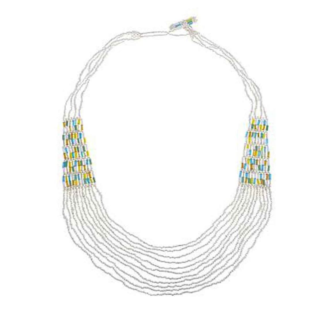 Green Multicolor Layered Potay Waterfall Necklace