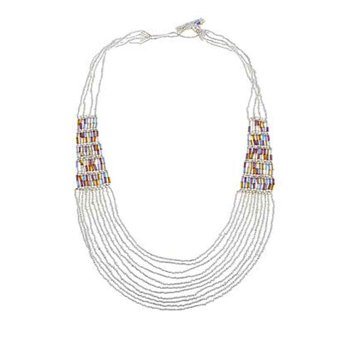 Purple Multicolor Layered Potay Waterfall Necklace