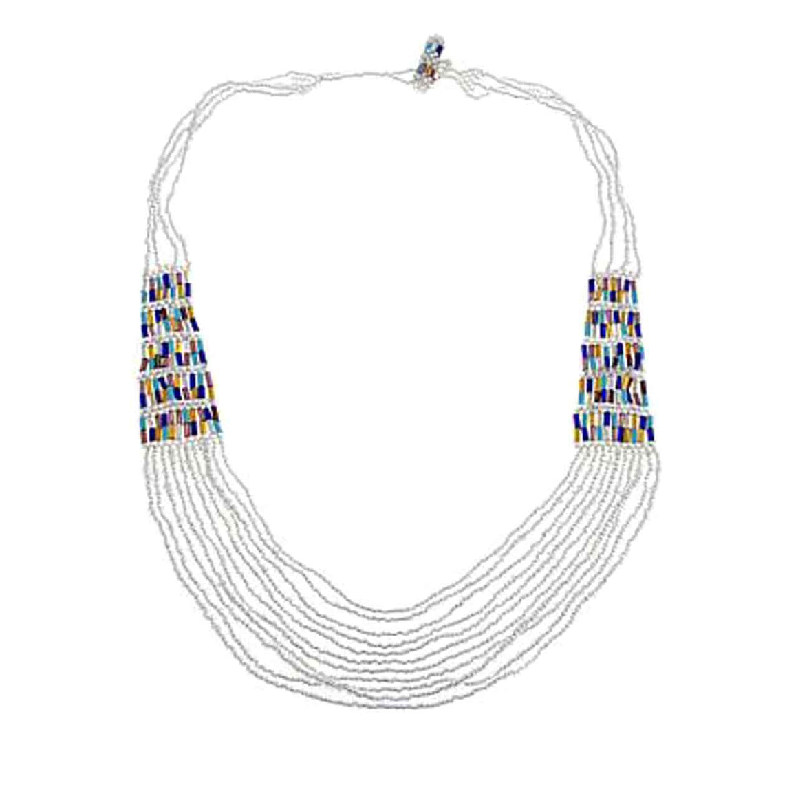 Deep Blue Multicolor Layered Potay Waterfall Necklace